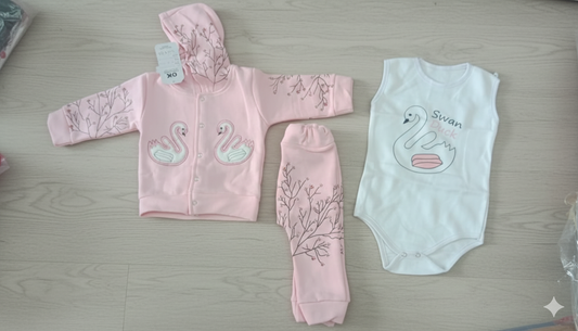A three-piece baby outfit